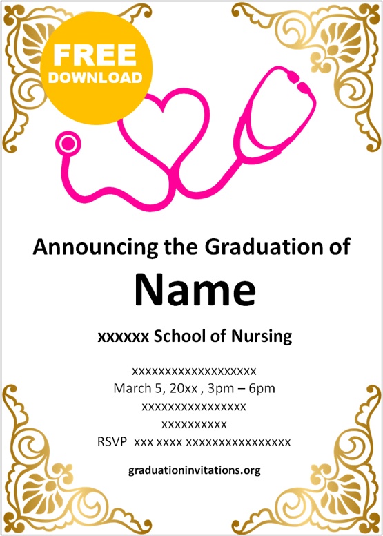 Free Printable Nursing Graduation Invitations Templates Graduation 