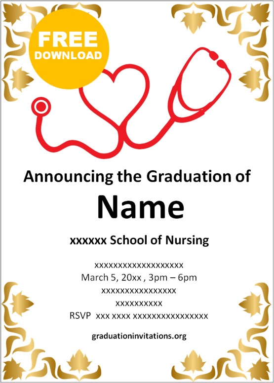 Nursing Graduation Invitation Templates Free Download Printable Templates